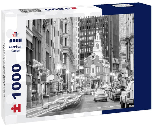 Noah Jigsaw Puzzle Cobblestone street New Bedford Massachusetts in black white 1000 pieces