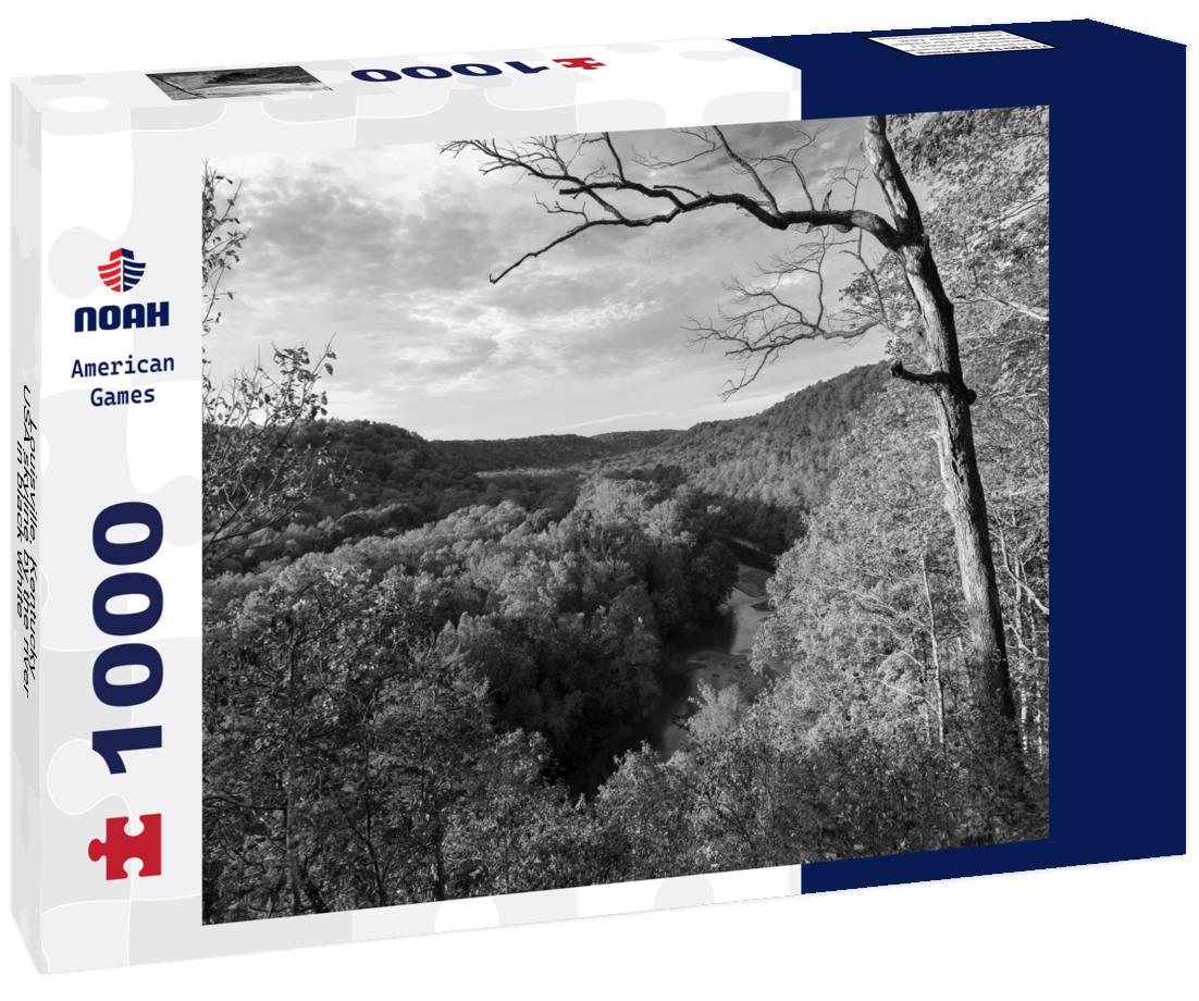 Noah Jigsaw Puzzle Louisville, Kentucky, USA skyline by the river in black white 1000 pieces