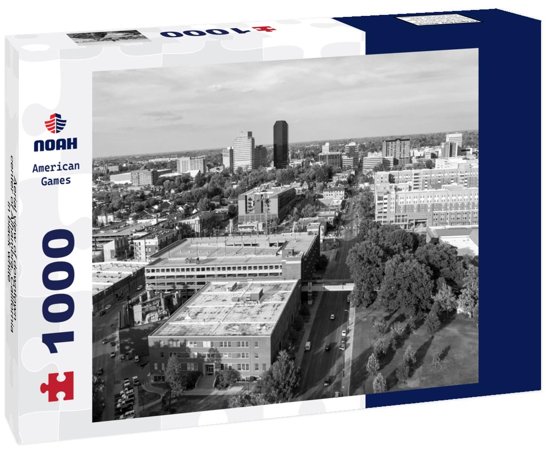 Noah Jigsaw Puzzle Aerial view of downtown center of Alhambra, California in black white 1000 pieces