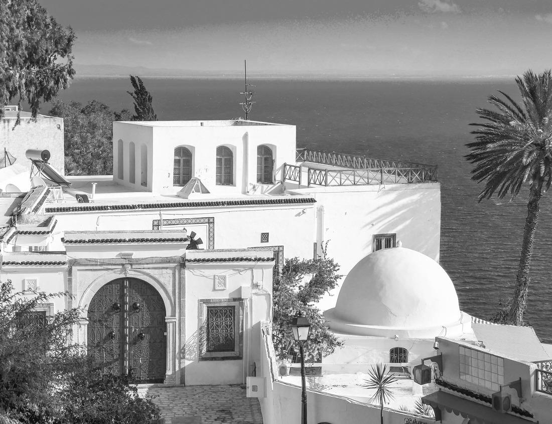 Noah Jigsaw Puzzle Aerial view of downtown center of Alhambra, California in black white 1000 pieces
