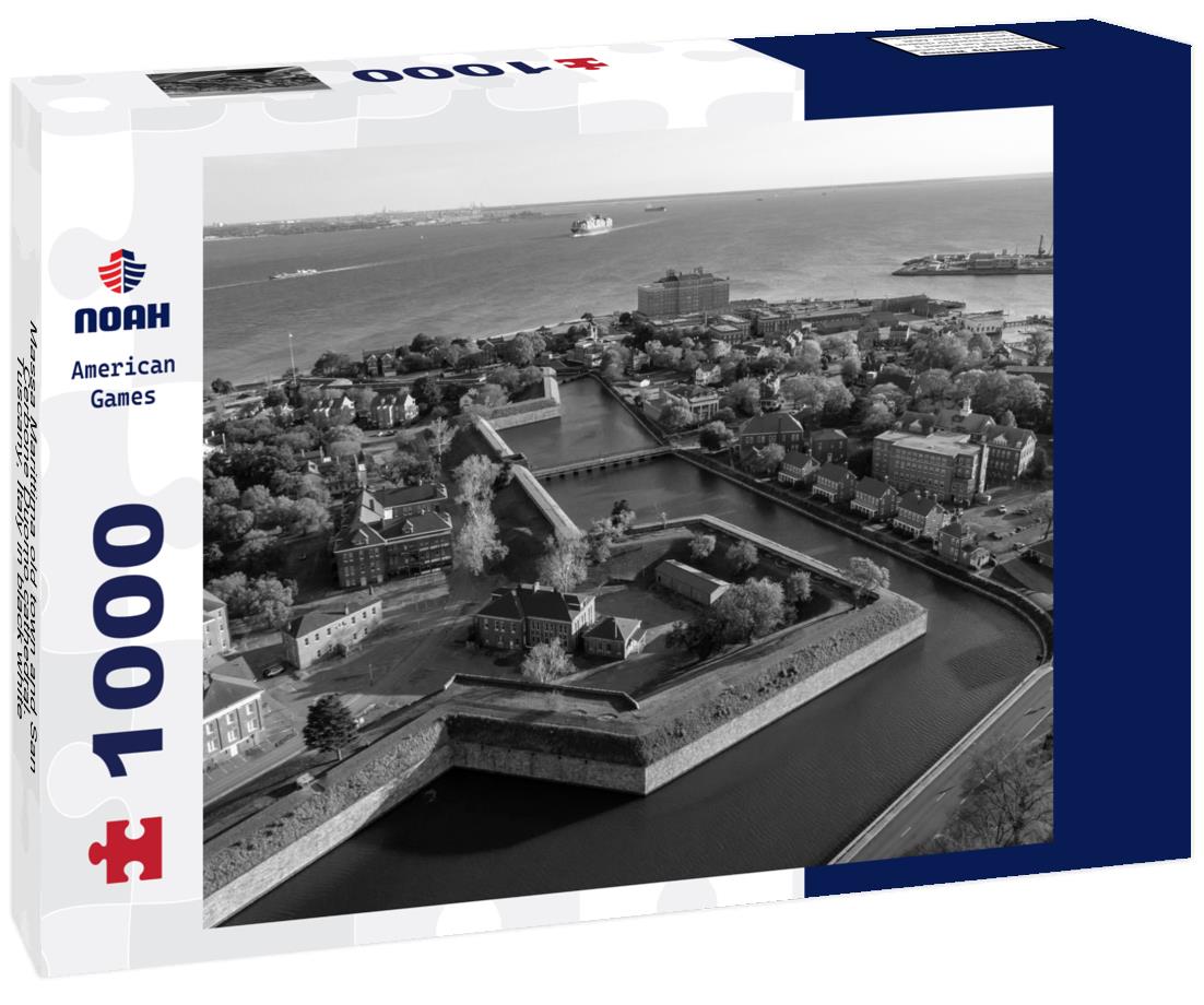 Noah Jigsaw Puzzle Massa Marittima old town and San Cerbone Duomo cathedral. Tuscany, Italy in black white 1000 pieces