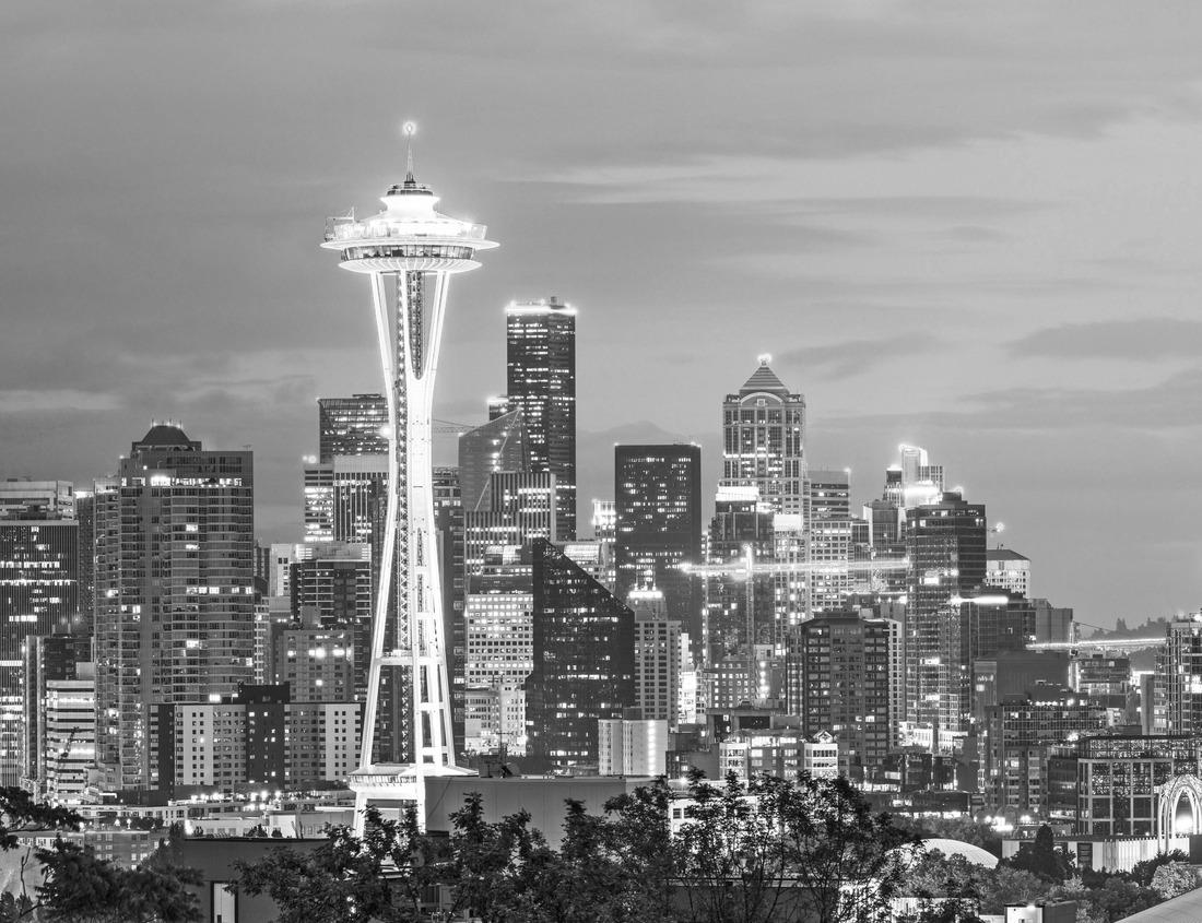 Noah Jigsaw Puzzle Daytime aerial view of the city center of Fontana, California in black white 1000 pieces