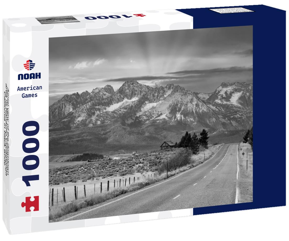 Noah Jigsaw Puzzle Aerial view of the downtown area of Ranacho Cucamonga, California in black white 1000 pieces