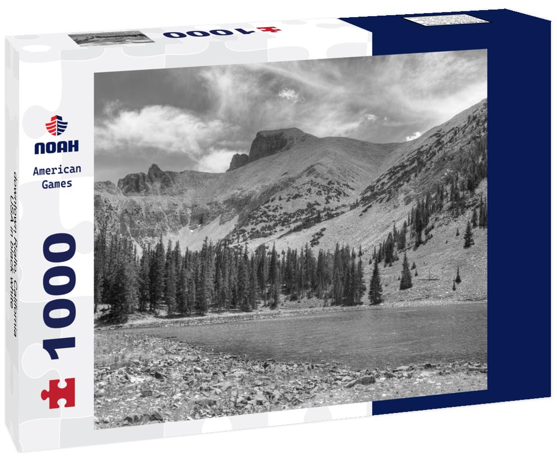 Noah Jigsaw Puzzle downtown Rialto, California, USA in black white 1000 pieces