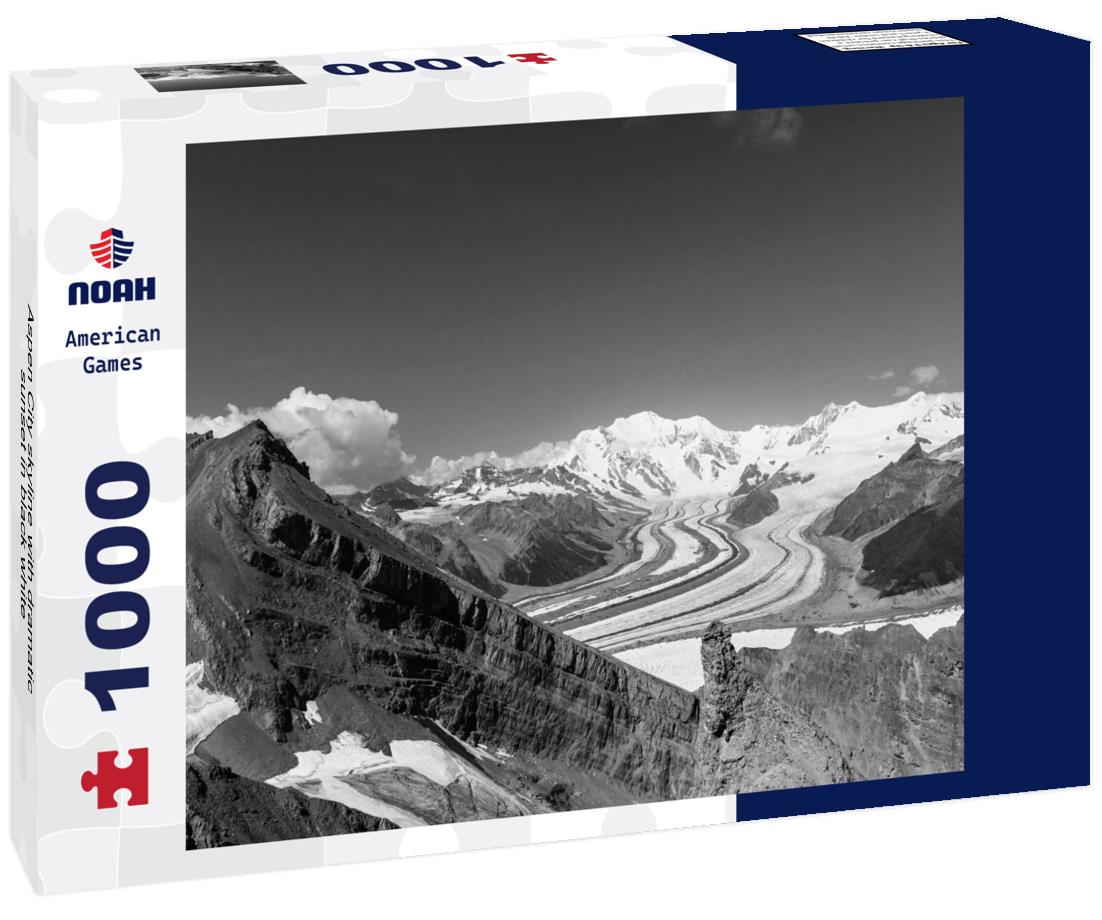 Noah Jigsaw Puzzle Aspen City skyline with dramatic sunset in black white 1000 pieces