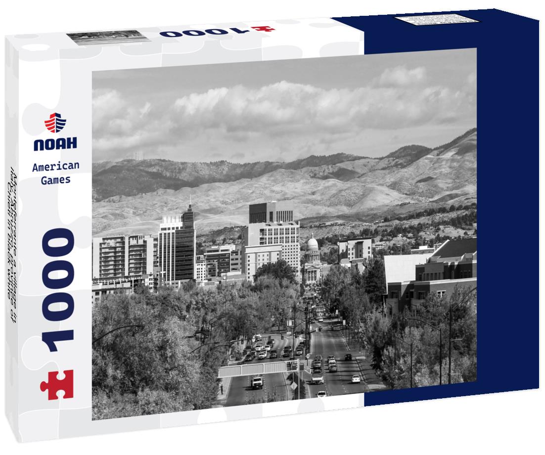 Noah Jigsaw Puzzle Monteferrante a village in Italy, Abruzzo, province of Chieti in black white 1000 pieces