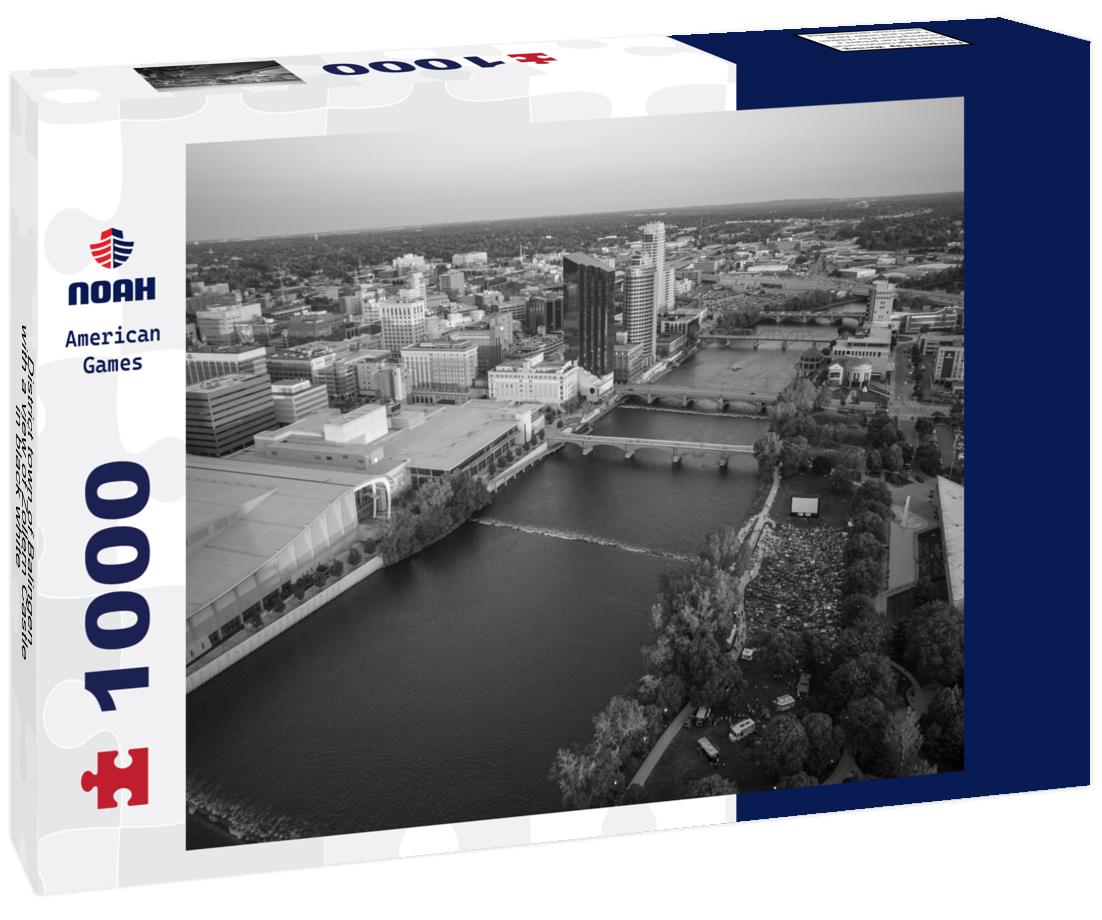 Noah Jigsaw Puzzle District town of Balingen with a view of Zollern Castle in black white 1000 pieces