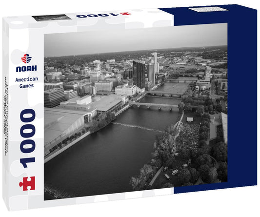 Noah Jigsaw Puzzle District town of Balingen with a view of Zollern Castle in black white 1000 pieces