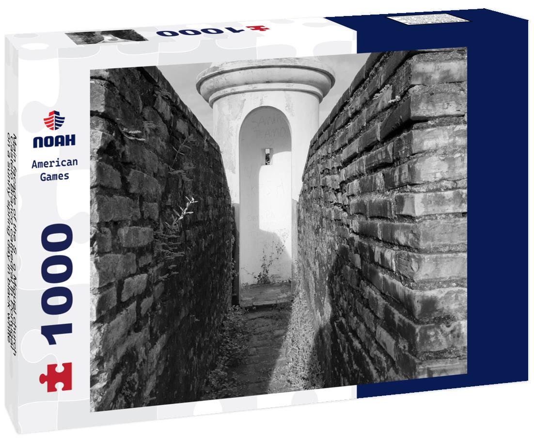 Noah Jigsaw Puzzle Main facade of the São Miguel church, Castelo Branco cathedral in Portugal, on a sunny spring day in black white 1000 pieces