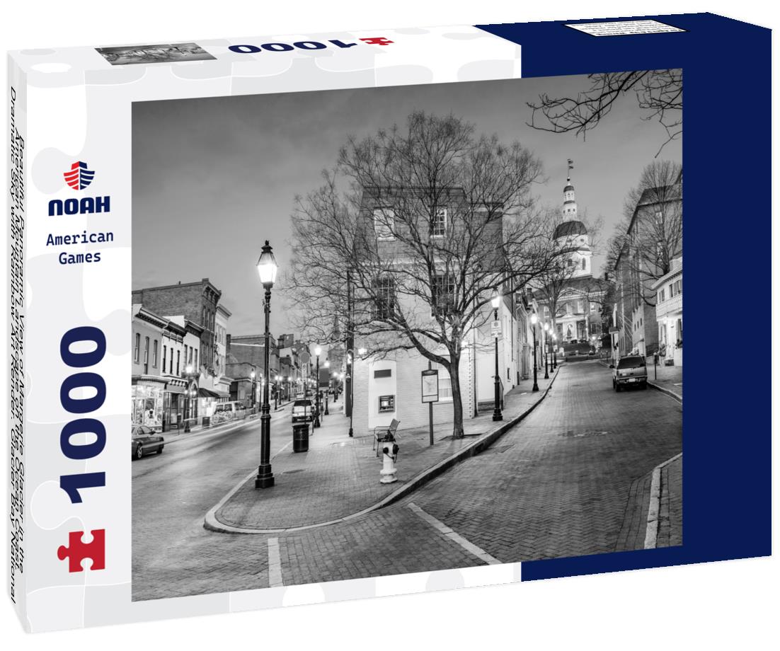 Noah Jigsaw Puzzle Beautiful Panoramic View of Margerie Glacier in the American Mountain Landscape on the Ocean Coast. Dramatic Sky with Rainbow Art Render. Glacier Bay National Park and Preserve, Alaska, USA in black white 1000 pieces