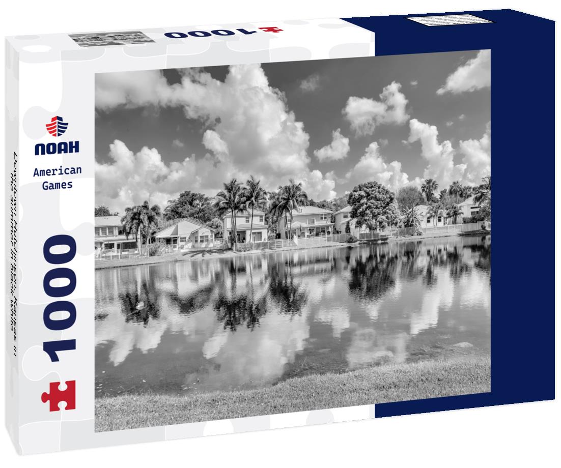 Noah Jigsaw Puzzle Downtown Hutchinson, Kansas in the summer in black white 1000 pieces