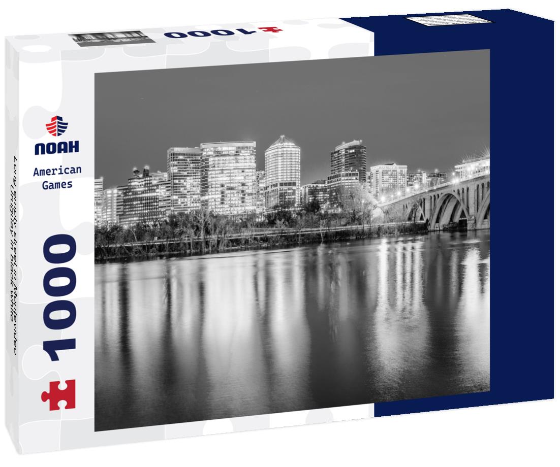 Noah Jigsaw Puzzle Long empty street in Montevideo, Uruguay in black white 1000 pieces