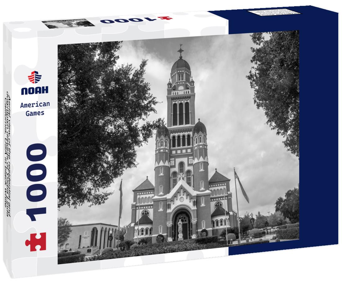 Noah Jigsaw Puzzle Aerial view of the residential and downtown districts of Yorba Linda, California, USA in black white 1000 pieces