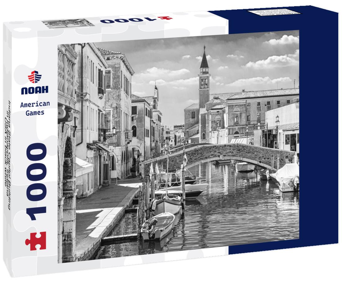 Noah Jigsaw Puzzle Indiana State Capitol Building in Indianapolis, Indiana, USA in black white 1000 pieces