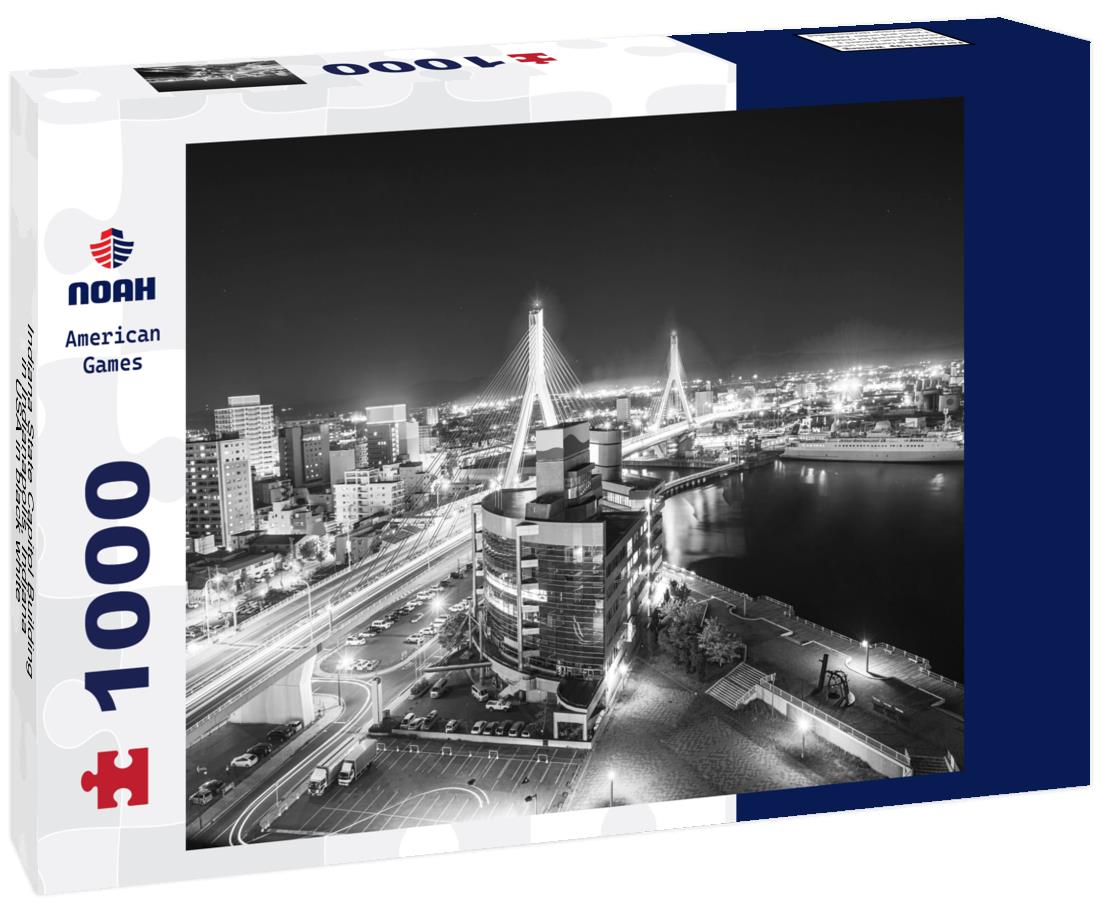 Noah Jigsaw Puzzle Indiana State Capitol Building in Indianapolis, Indiana, USA in black white 1000 pieces