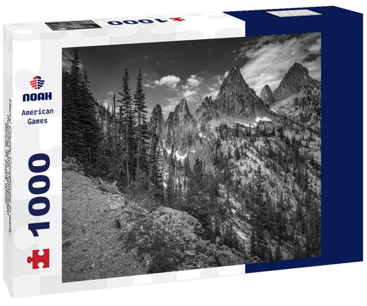 Noah Jigsaw Puzzle Henry County Courthouse in early morning light. Cambridge, Illinois in black white 1000 pieces