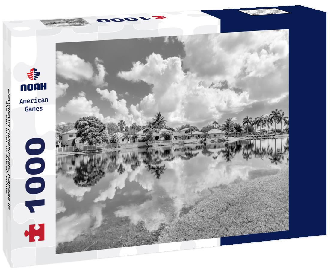 Noah Jigsaw Puzzle Downtown Hutchinson, Kansas in the summer in black white 1000 pieces