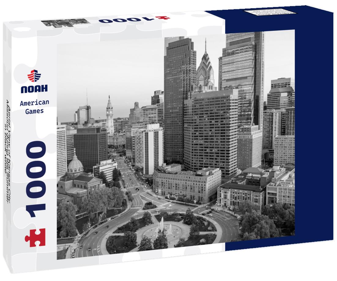 Noah Jigsaw Puzzle Aerial View of Kansas City, Missouri during the Summer in black white 1000 pieces