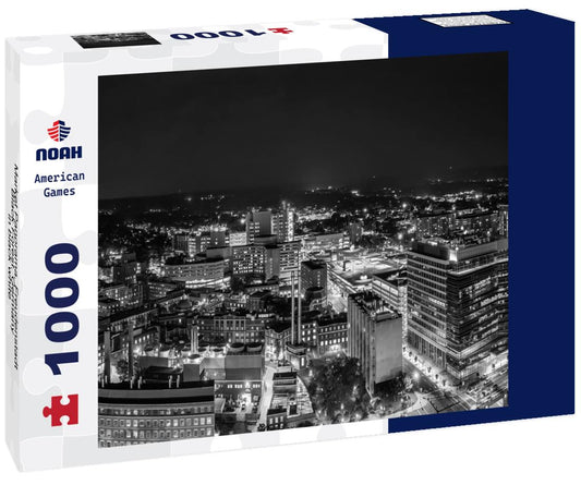 Noah Jigsaw Puzzle Market Panorama, Freudenstadt, Black Forest, Germany in black white 1000 pieces