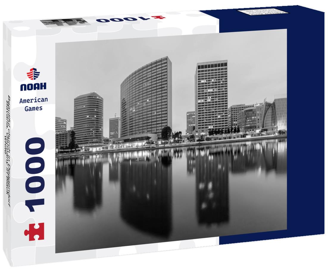 Noah Jigsaw Puzzle Beautiful church in Deggendorf, Bavaria, Germany in black white 1000 pieces