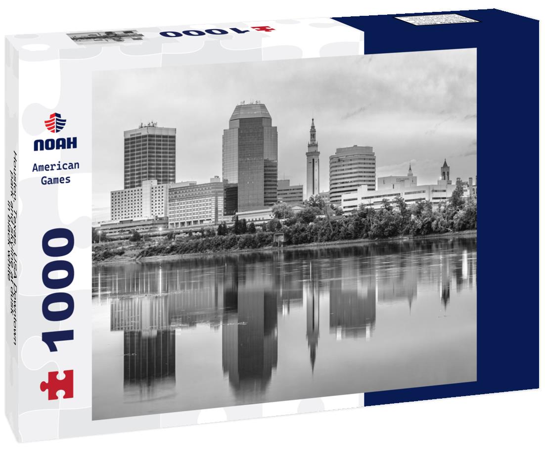 Noah Jigsaw Puzzle Houston, Texas, USA Downtown park and skyline at dusk in black white 1000 pieces