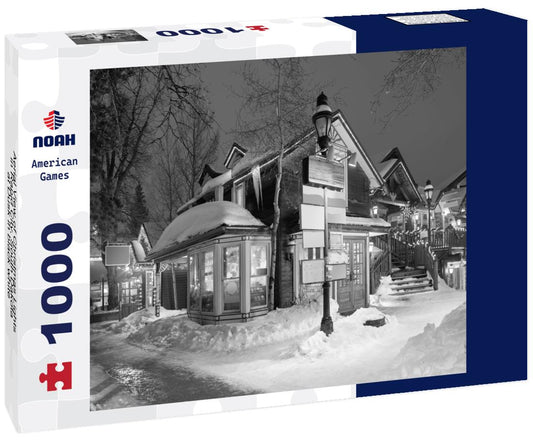 Noah Jigsaw Puzzle Aerial View of Christmas Lights in Rapid City, South Dakota at Dusk in black white 1000 pieces