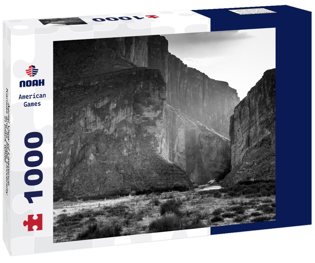 Noah Jigsaw Puzzle Aerial View of Lawrence, Kansas and its State University in black white 1000 pieces