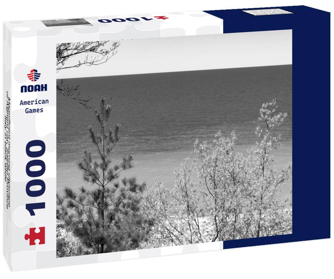 Noah Jigsaw Puzzle Magnificent morning cityscape of Alghero city, Sassari Province, Italy in black white 1000 pieces