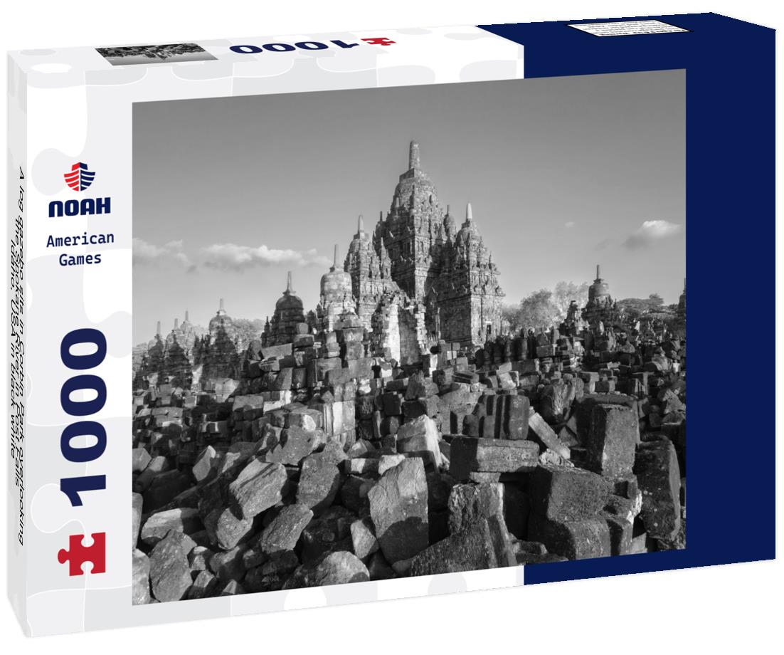 Noah Jigsaw Puzzle A log gazebo sits in Corbin Park overlooking the Spokane River in Post Falls, Idaho, USA in black white 1000 pieces