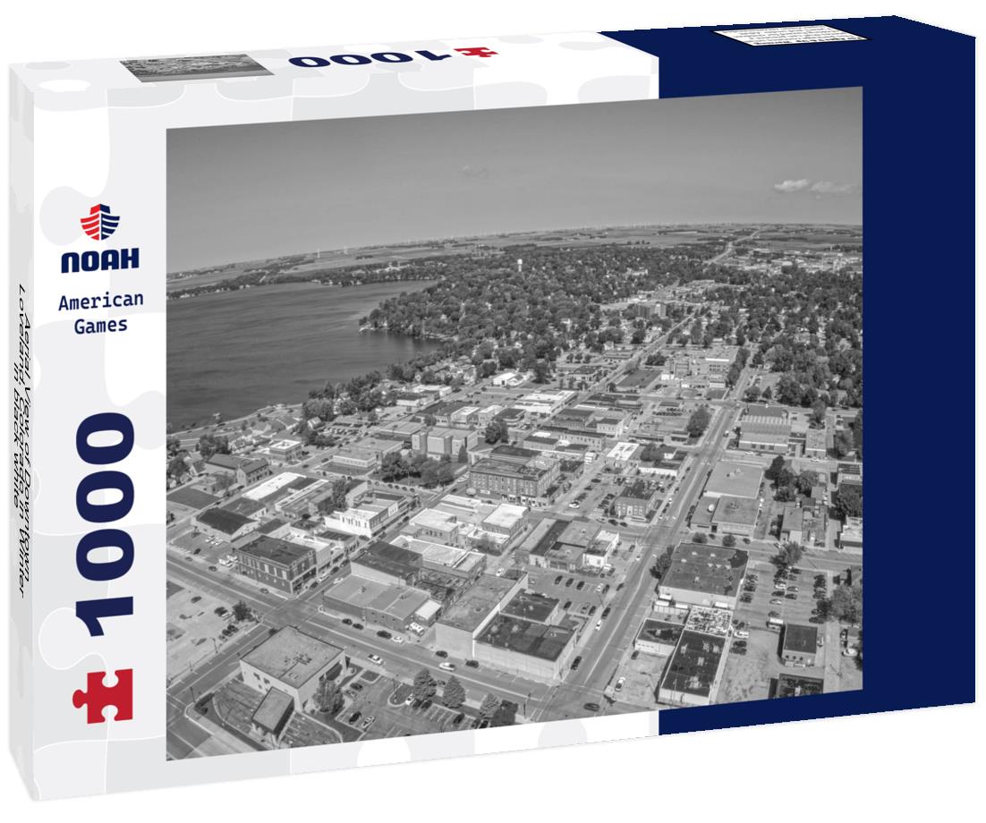 Noah Jigsaw Puzzle Aerial View of Downtown Loveland, Colorado in Winter in black white 1000 pieces
