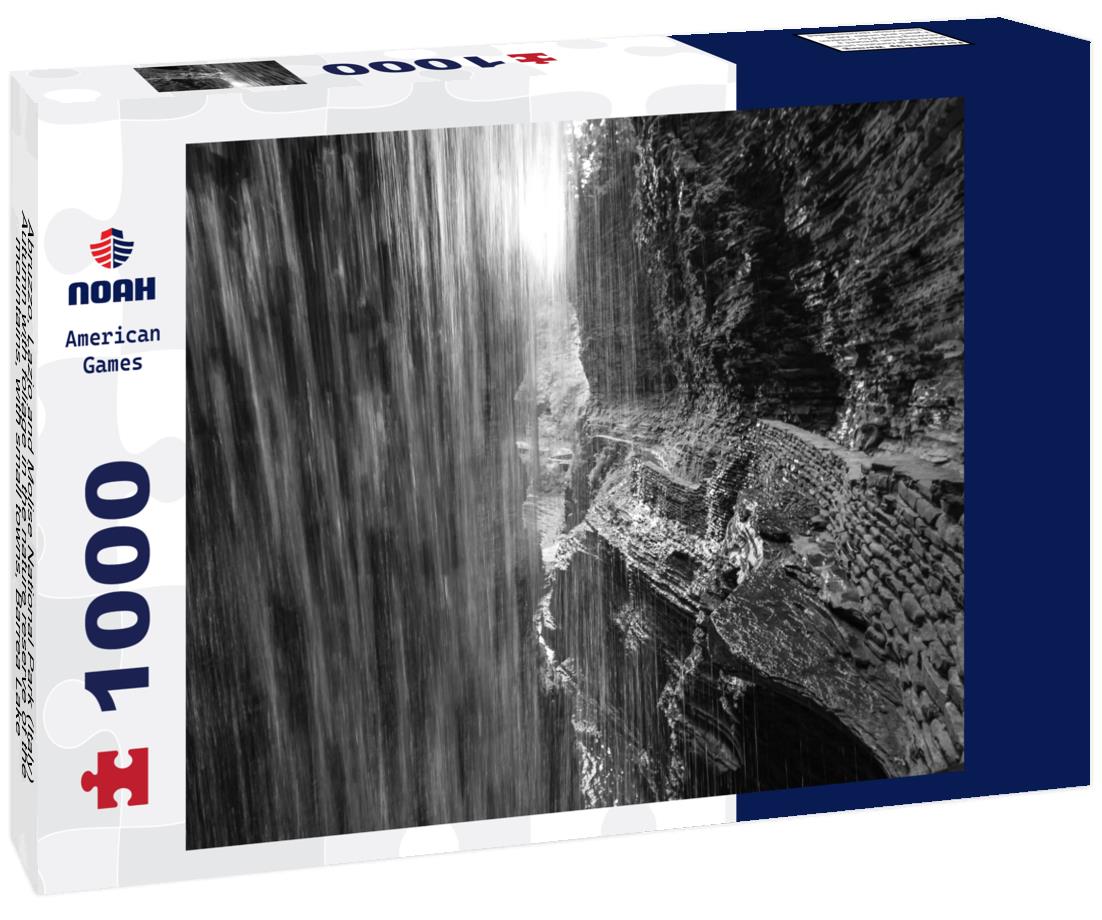 Noah Jigsaw Puzzle Abruzzo, Lazio and Molise National Park (Italy) - Autumn with foliage in the nature reserve of the mountains, with small towns, Barrea Lake, Camosciara and Val Fondillo landmark in black white 1000 pieces