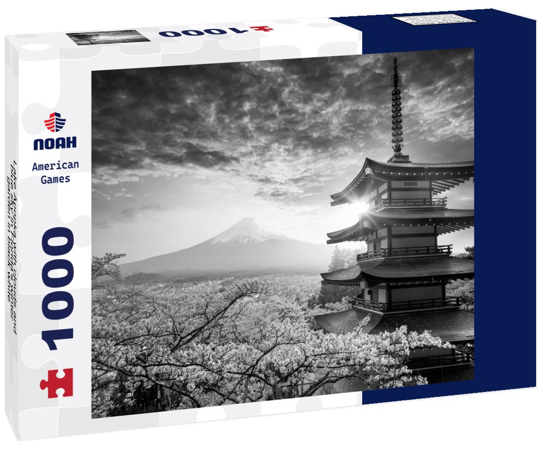 Noah Jigsaw Puzzle Lake Apopka with clouds and blue sky in Florida's winter garden in black white 1000 pieces