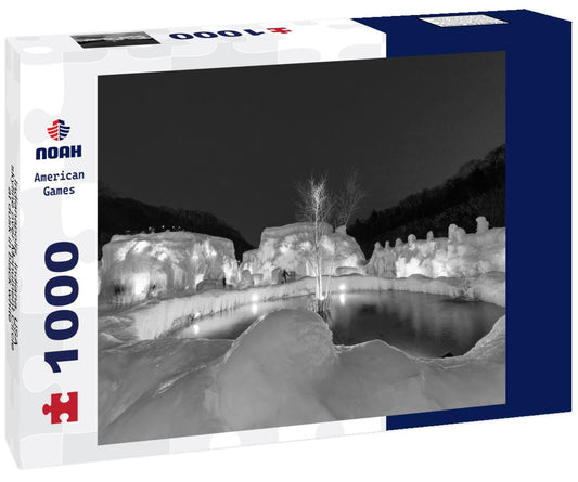 Noah Jigsaw Puzzle Indianapolis, Indiana, USA skyline over Monument Circle at dusk in black white 1000 pieces