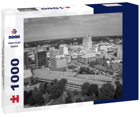 Noah Jigsaw Puzzle Double exposure of the downtown skyline of Downey, California, USA in black white 1000 pieces