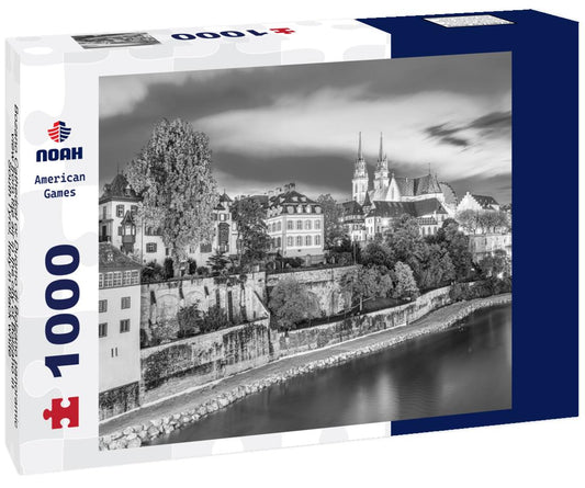 Noah Jigsaw Puzzle Bozano Cathedral or Duomo di Bolzano panoramic view from the air in the city of Bolzano in South Tyrol, Italy in black white 1000 pieces