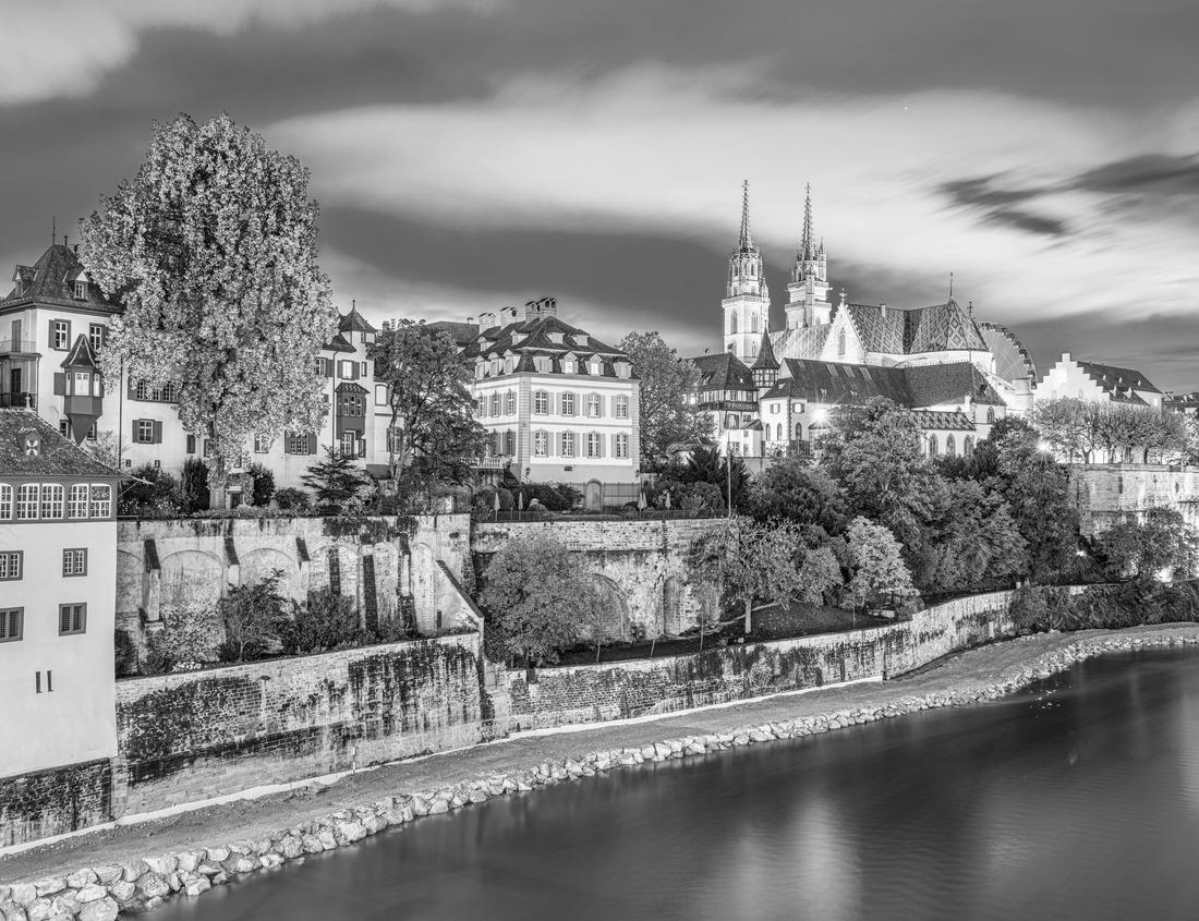Noah Jigsaw Puzzle Bozano Cathedral or Duomo di Bolzano panoramic view from the air in the city of Bolzano in South Tyrol, Italy in black white 1000 pieces