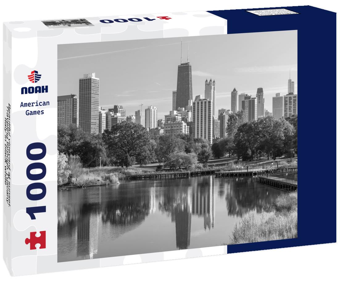 Noah Jigsaw Puzzle Beautiful vineyard at sunset. Traveling through Tuscany, Italy in black white 1000 pieces