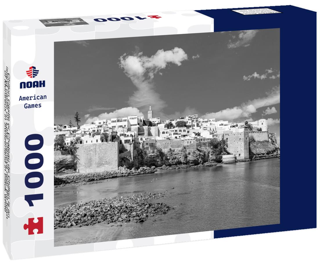 Noah Jigsaw Puzzle Chillon Castle or Chateau de Chillon is an island castle on Lake Geneva near the town of Montreux in Switzerland in black white 1000 pieces