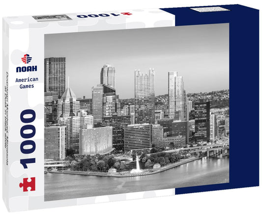 Noah Jigsaw Puzzle Downtown Moorhead, Minnesota at Dusk in black white 1000 pieces