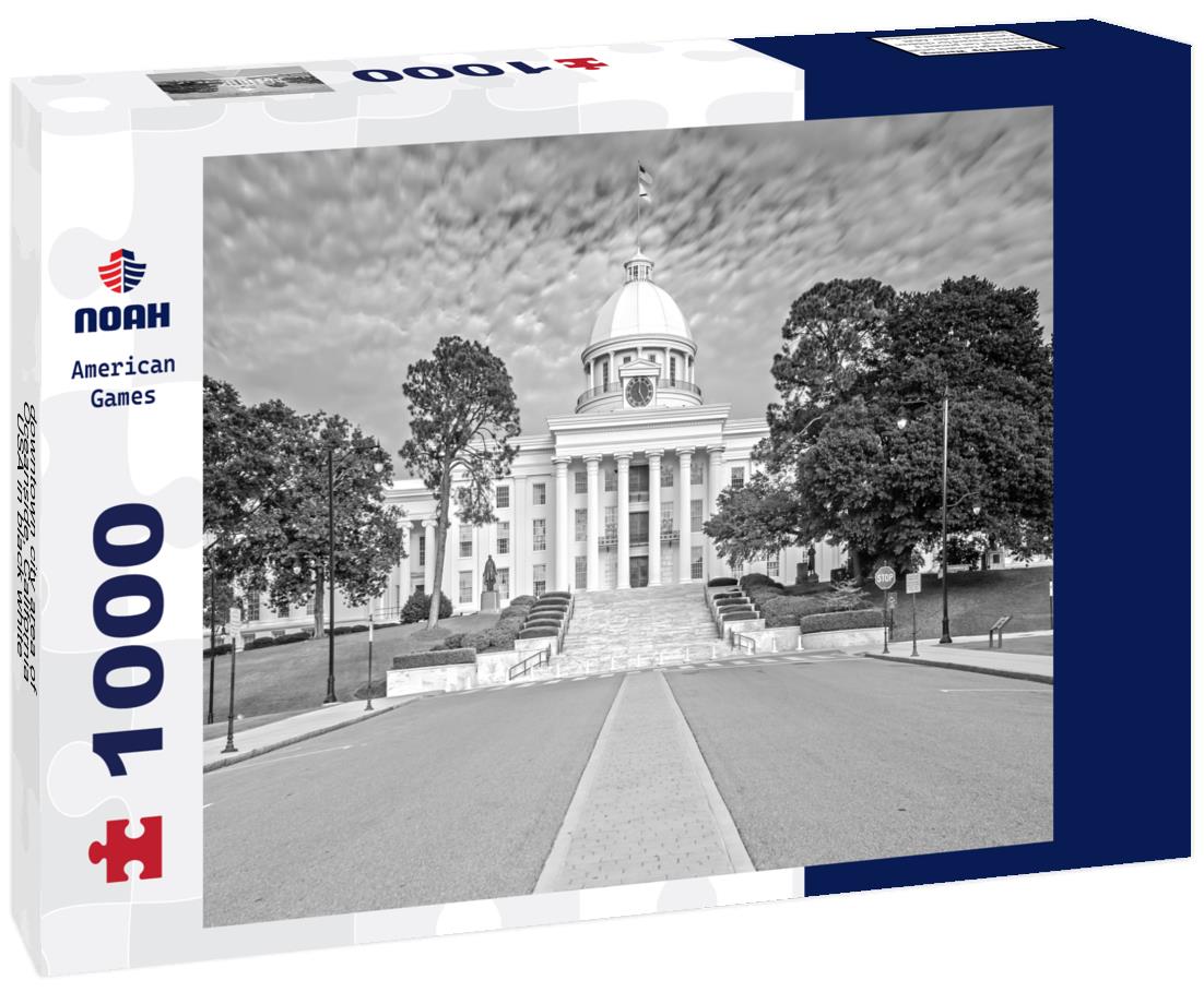 Noah Jigsaw Puzzle downtown city area of Oceanside, California, USA in black white 1000 pieces