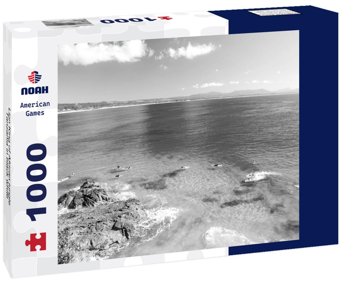 Noah Jigsaw Puzzle Lion King of African jungle, Tanzania in black white 1000 pieces