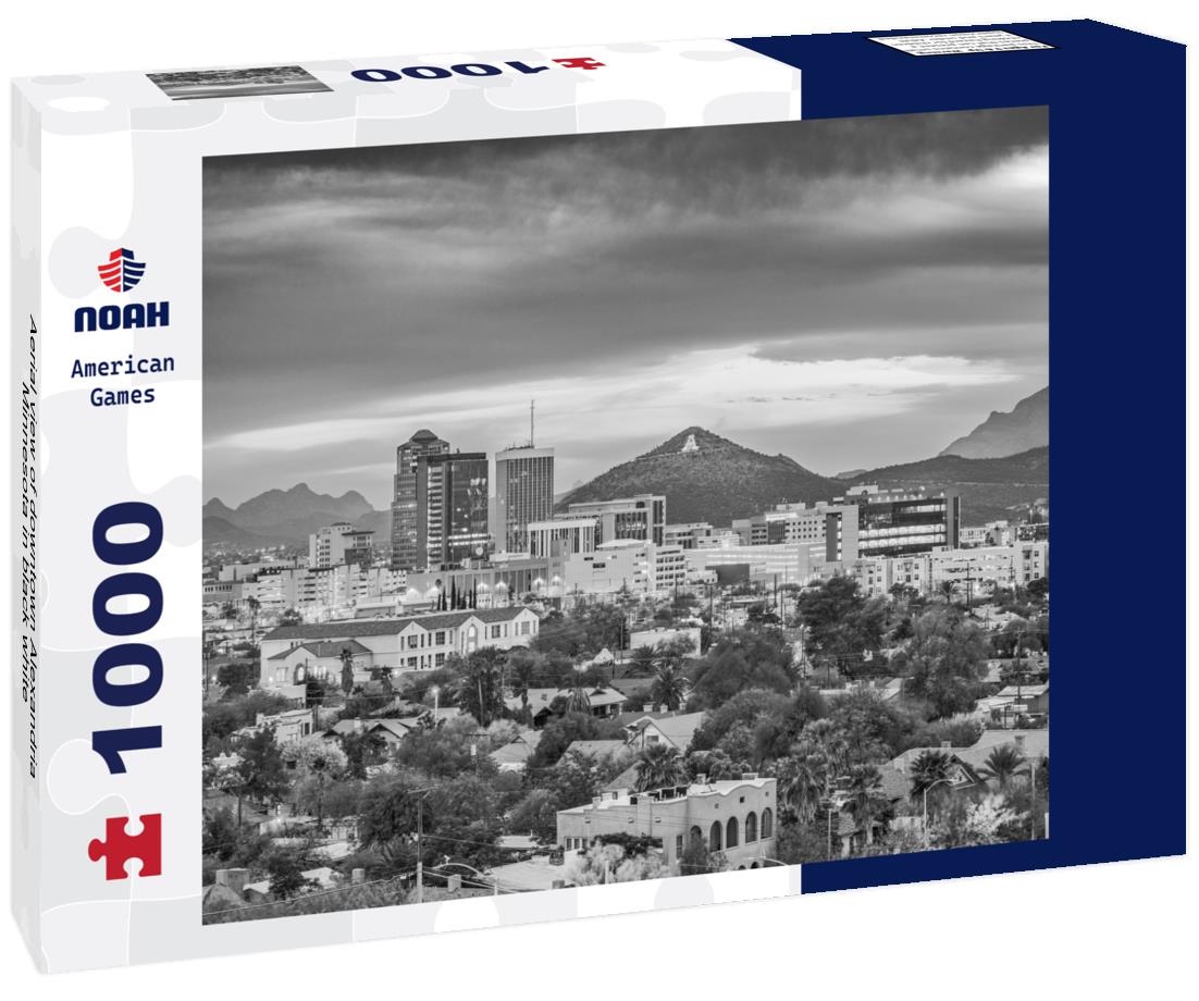 Noah Jigsaw Puzzle Aerial view of downtown Alexandria, Minnesota in black white 1000 pieces