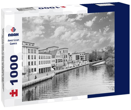 Noah Jigsaw Puzzle Impressive view of Sulmona historical center and its majestic roman aqueduct, Abruzzo region, central Italy in black white 1000 pieces