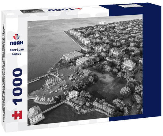 Noah Jigsaw Puzzle Famous Plonlein gate and cobbled street of historic town of Rothenburg ob der Tauber view, Romantic road of Bavaria region of Germany in black white 1000 pieces