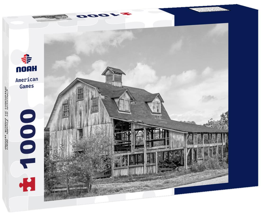 Noah Jigsaw Puzzle Church in Trollhättan, Sweden in black white 1000 pieces