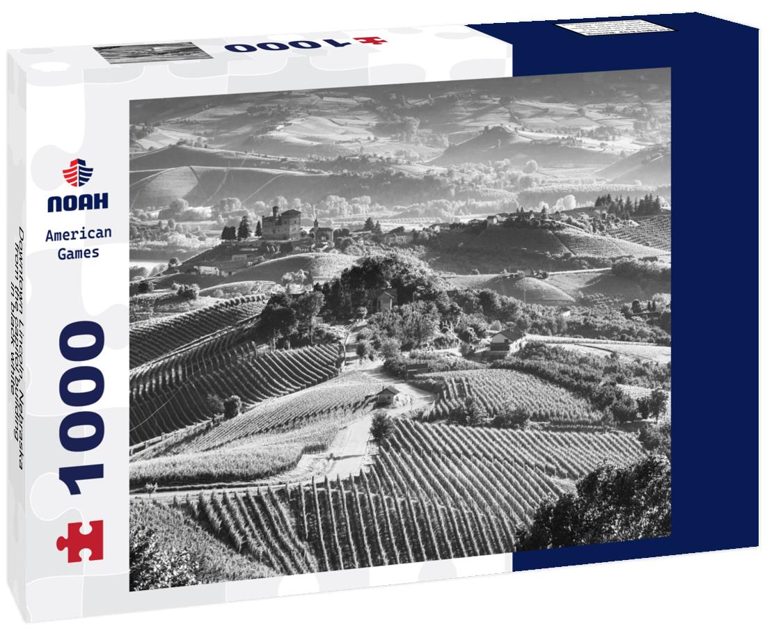 Noah Jigsaw Puzzle Downtown Lincoln, Nebraska from the capitol building in black white 1000 pieces