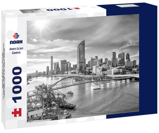 Noah Jigsaw Puzzle Aerial View of a Sunset over Downtown Anchorage, Alaska in Spring in black white 1000 pieces