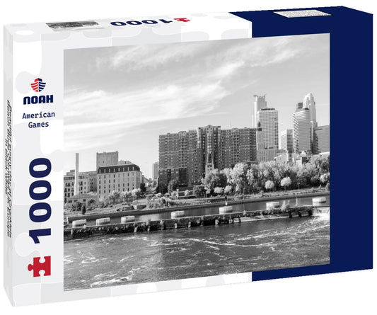 Noah Jigsaw Puzzle Beautiful sunny day at Crooklets Beach Bude Cornwall UK Europe in black white 1000 pieces