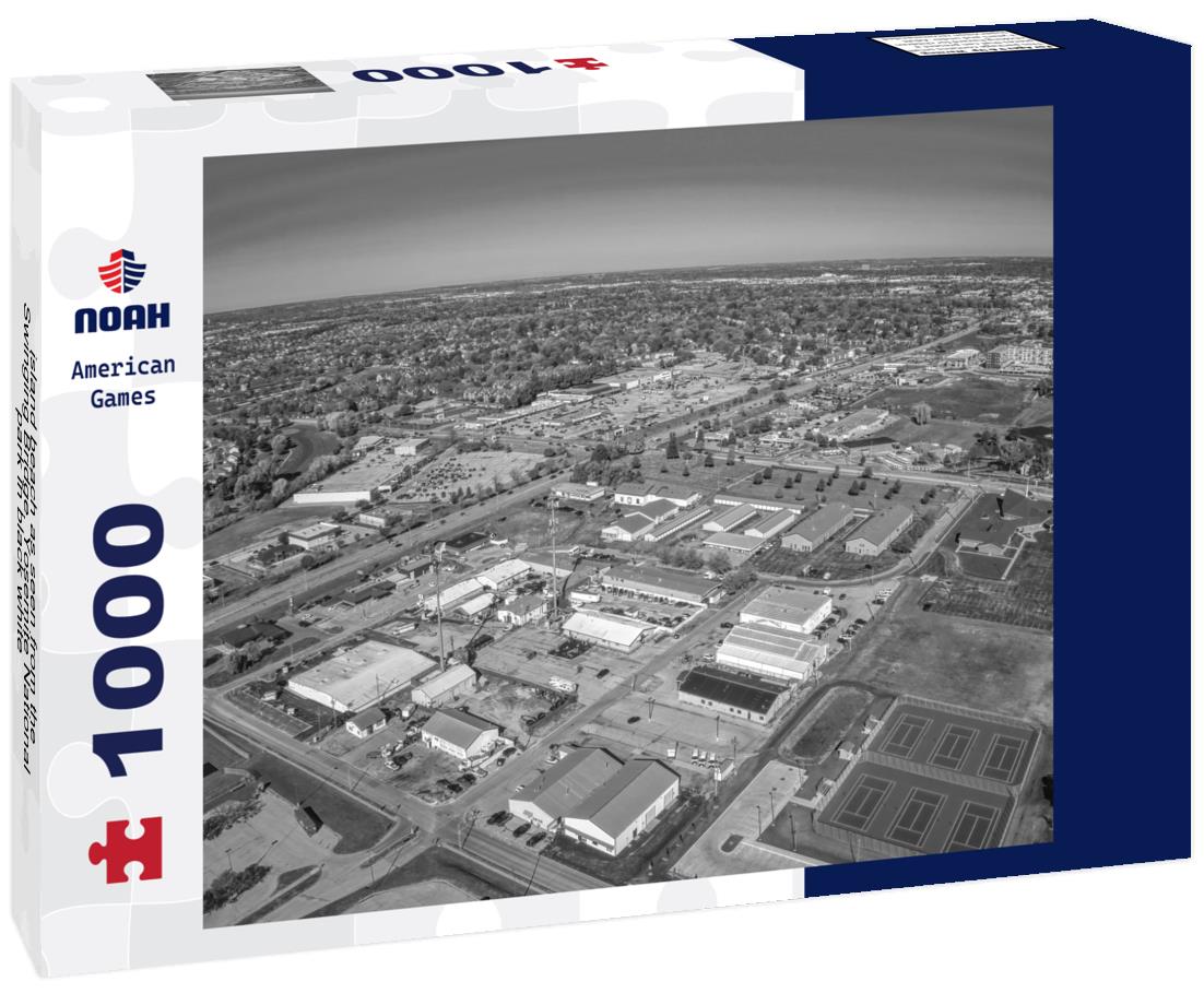 Noah Jigsaw Puzzle island beach as seen from the Swinging Bridge. Yosemite National park in black white 1000 pieces