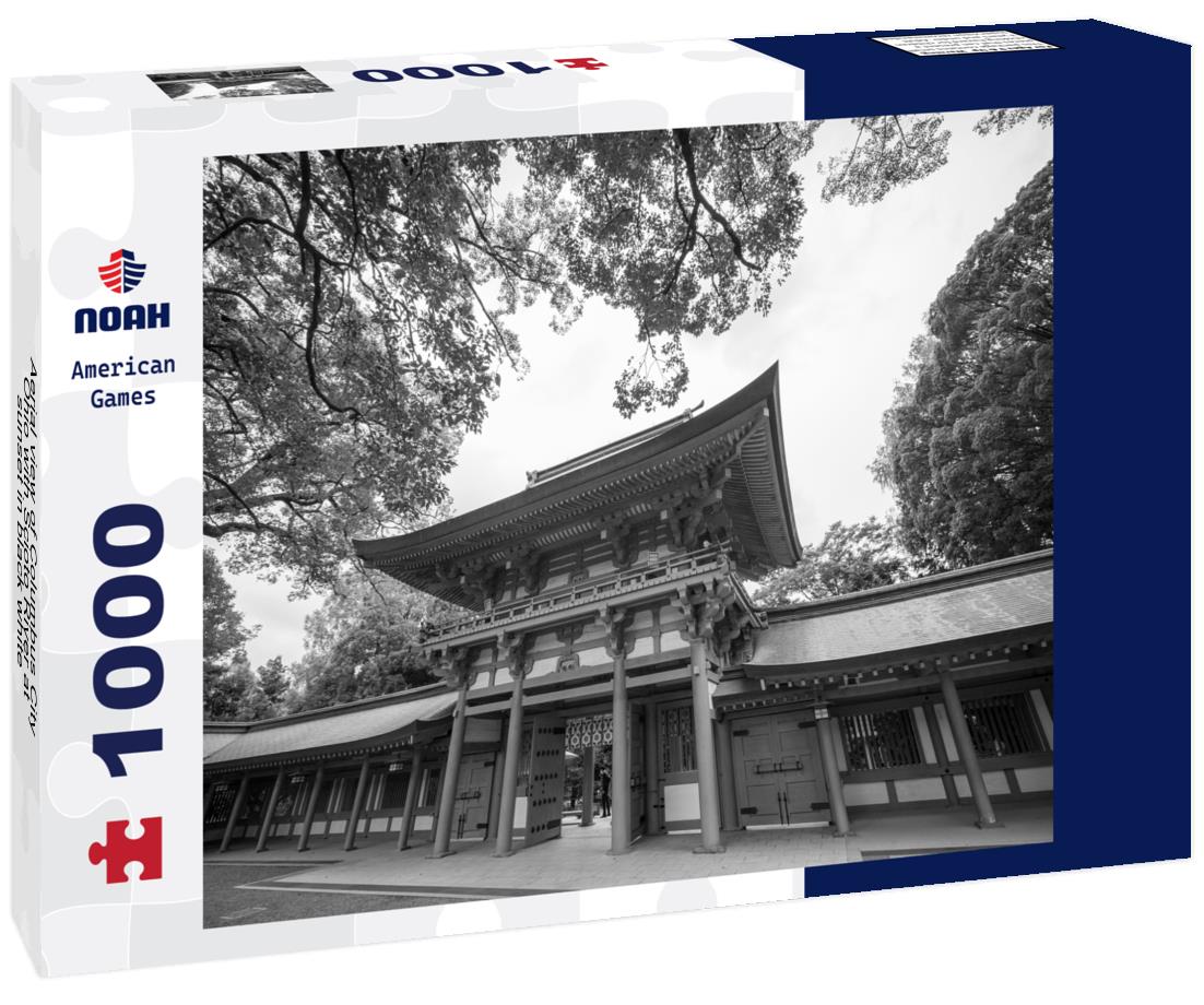 Noah Jigsaw Puzzle Aerial view of Columbus City Ohio with Scioto River at sunset in black white 1000 pieces